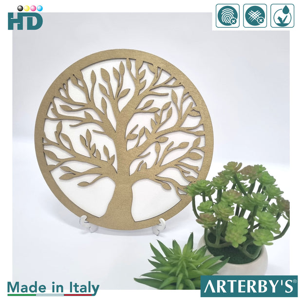 Albero della vita - Legno - 14.5 cm - Bianco e Oro - G023-D001-GRC001