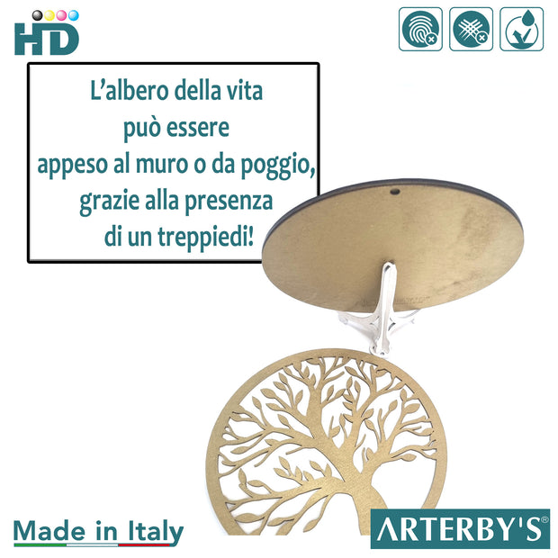 Albero della vita - Legno - 14.5 cm - Bianco e Oro - G023-D001-GRC001