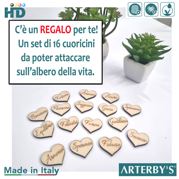 Albero della vita - Legno - 14.5 cm - Bianco e Oro - G023-D001-GRC001