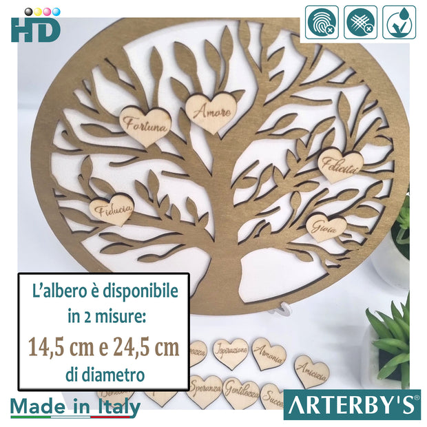 Albero della vita - Legno - 14.5 cm - Bianco e Oro - G023-D001-GRC001