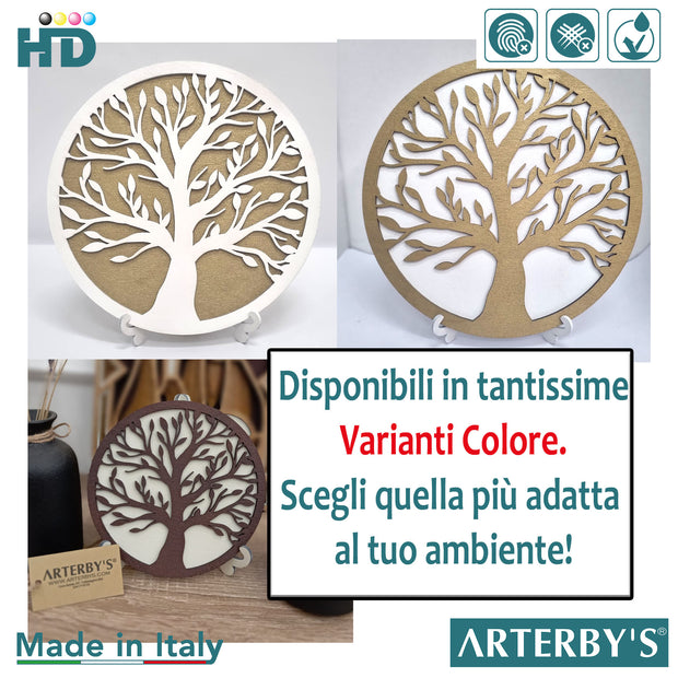 Albero della vita - Legno - 14.5 cm - Bianco e Oro - G023-D001-GRC001