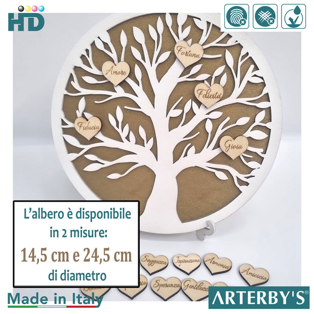 Albero della vita - Legno - 14.5 cm -Oro e Bianco - G023-D001-GRC002