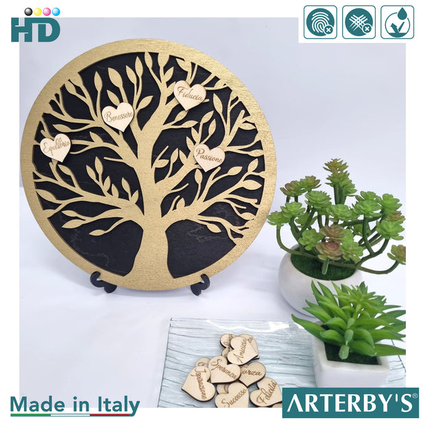 Albero della vita - Legno - 14.5 cm - Nero e Oro - G023-D001-GRC003