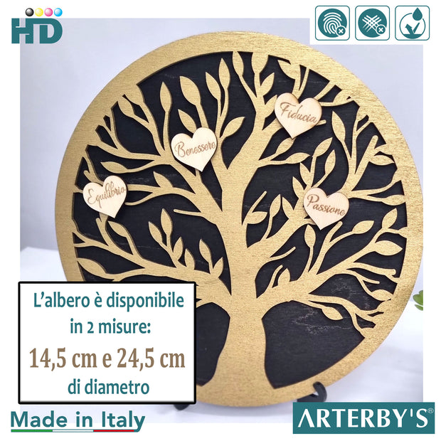 Albero della vita - Legno - 14.5 cm - Nero e Oro - G023-D001-GRC003