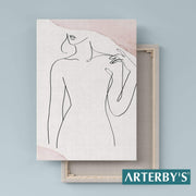 Illustrazione Viso Donna e Fiori Linea Astratta Ritratto - A009 D002-Arterby's-